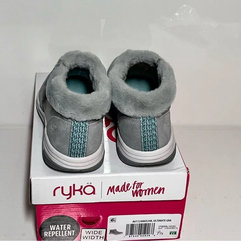 Ryka Water-Repellent Suede Faux Fur Anchorage Mid Ankle Boots